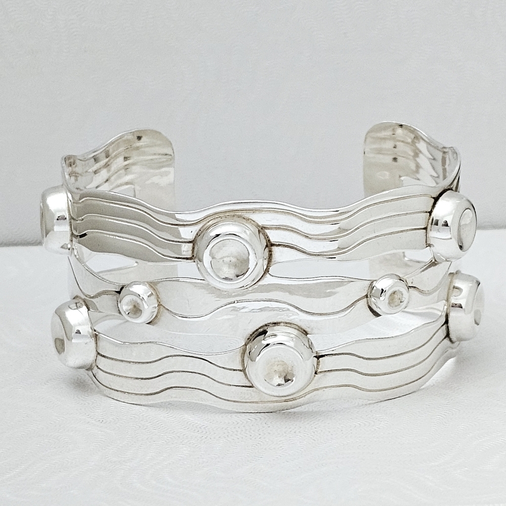 Silpada Rare Sterling Silver River of Life Wavy Wide Cuff Vintage Bracelet B1166